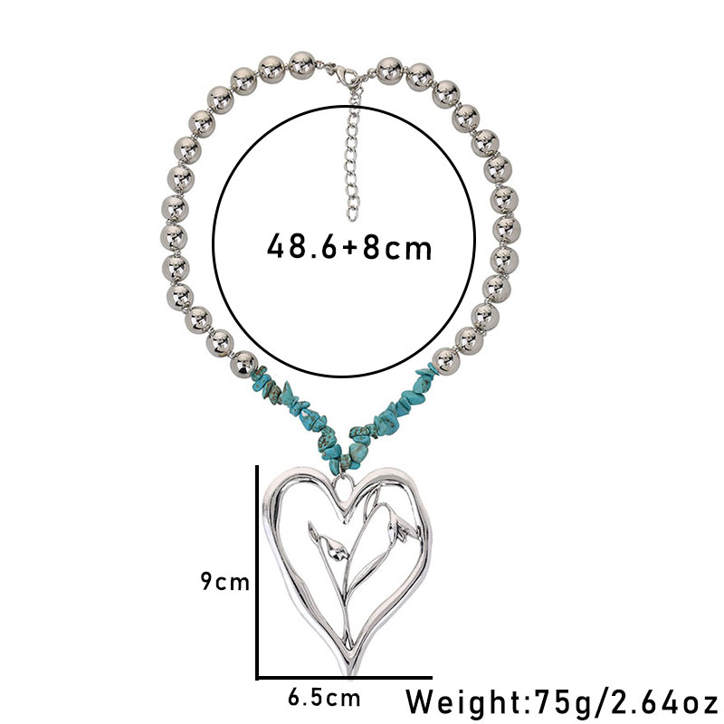 Commute Heart Shape Flower Alloy Turquoise Knitting Women's Necklace display picture 13