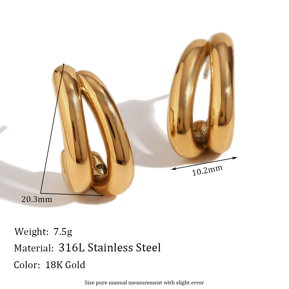 1 Pair Simple Style Classic Style Solid Color Plating Stainless Steel 18k Gold Plated Ear Studs display picture 2