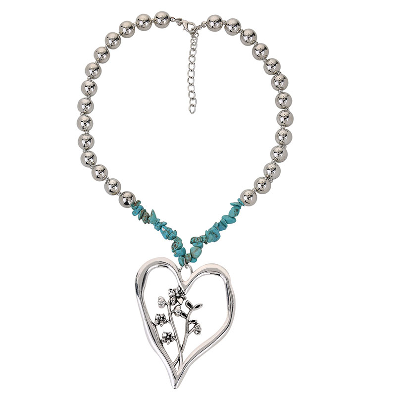 Commute Heart Shape Flower Alloy Turquoise Knitting Women's Necklace display picture 8
