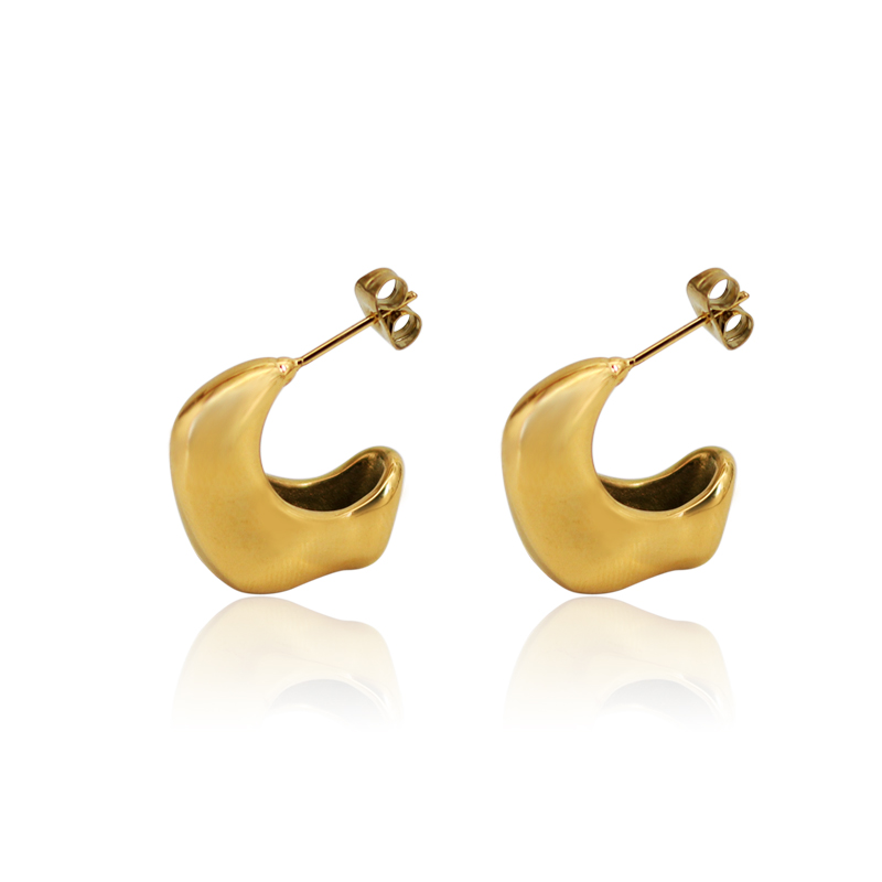 1 Pair Simple Style Moon Plating 304 Stainless Steel 18K Gold Plated Ear Studs display picture 1