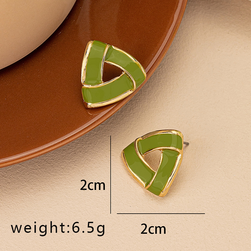 1 Pair Elegant Simple Style Triangle Enamel Plating Alloy Ear Studs display picture 4