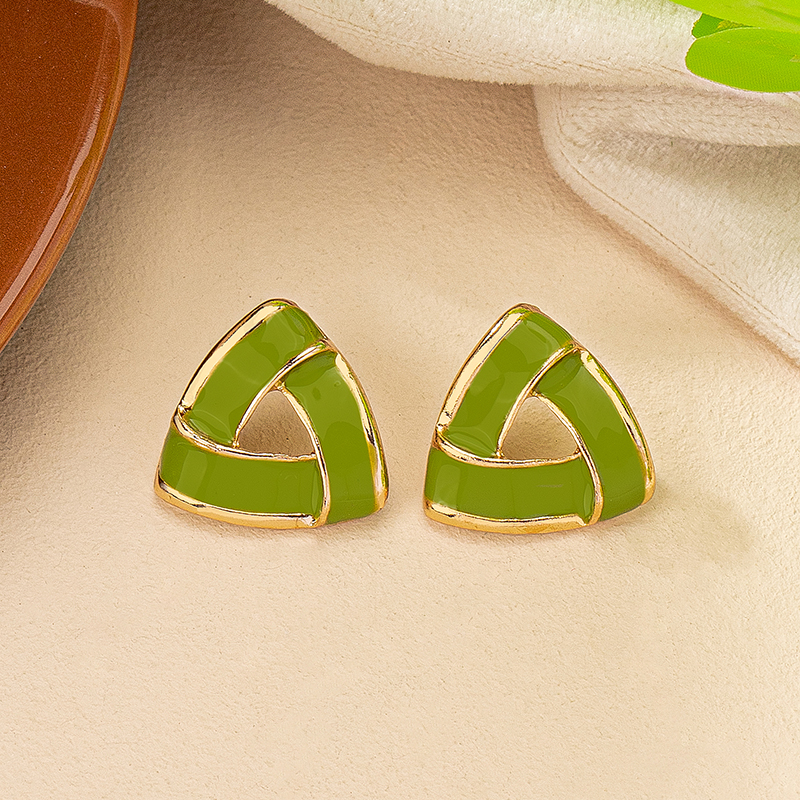 1 Pair Elegant Simple Style Triangle Enamel Plating Alloy Ear Studs display picture 10