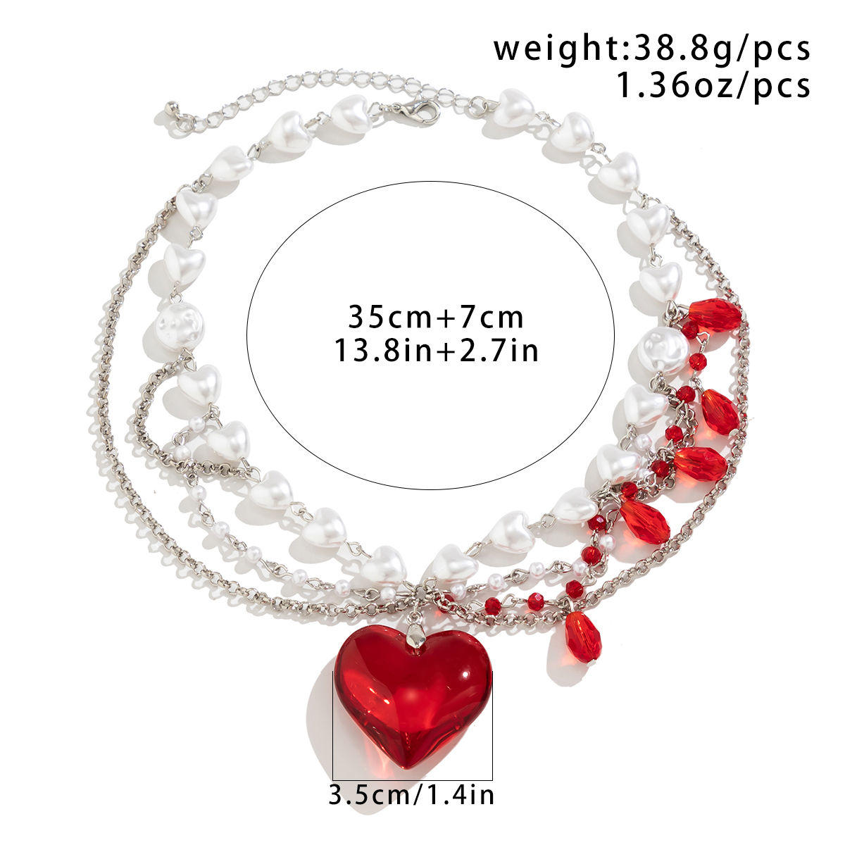 Classical Classic Style Irregular Heart Shape Imitation Pearl Glass Irregular Three-dimensional Chain Women's Layered Necklaces display picture 1