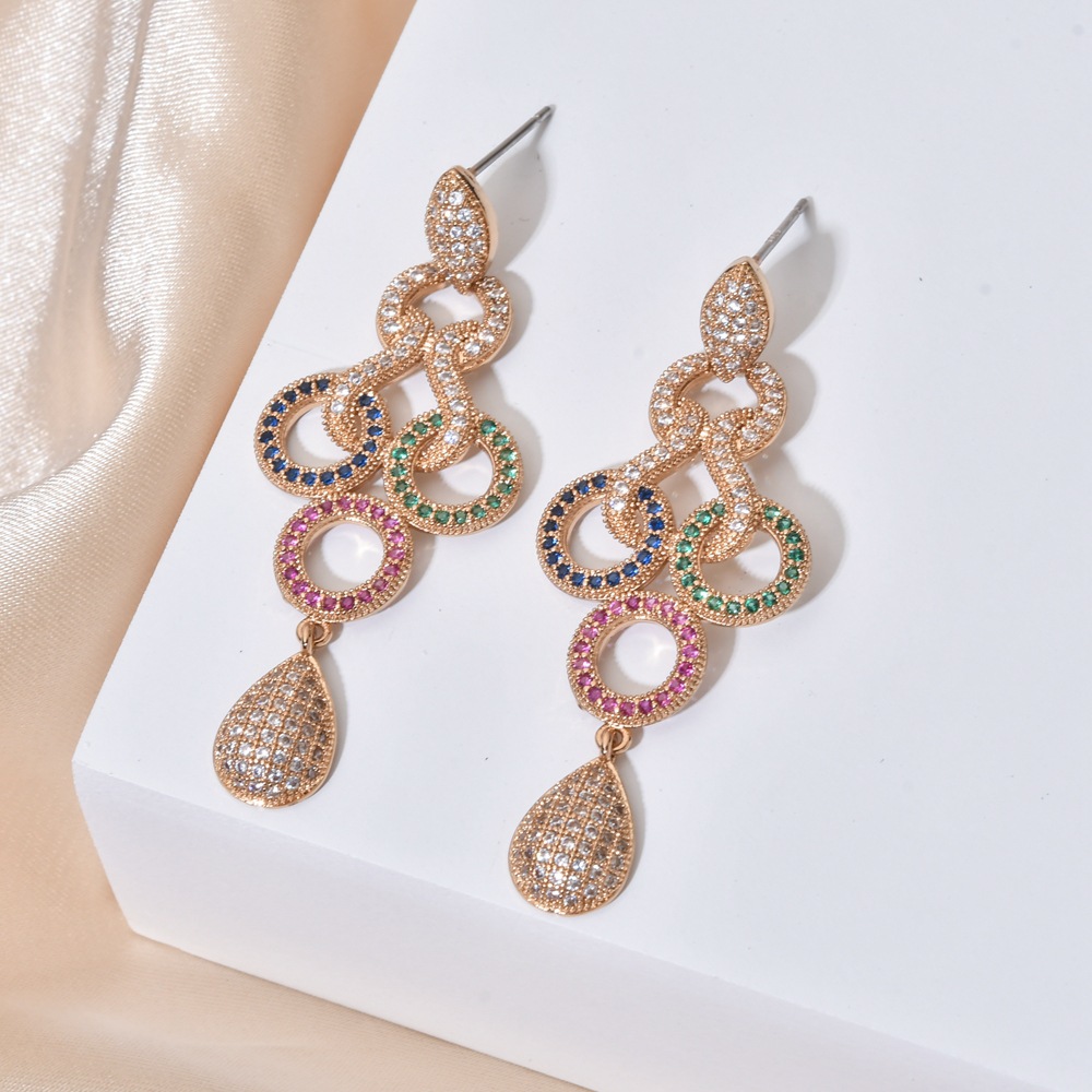 1 Pair Glam Luxurious Geometric Plating Inlay Copper Zircon 24k Gold Plated Drop Earrings display picture 2