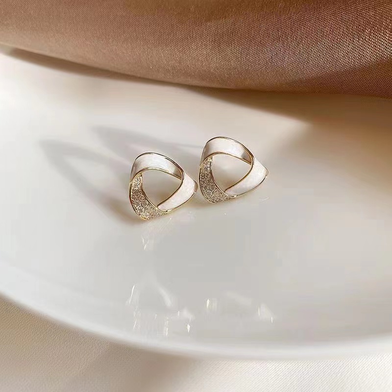 1 Pair Simple Style Solid Color Plating Inlay Alloy Artificial Rhinestones Gold Plated Ear Studs display picture 3