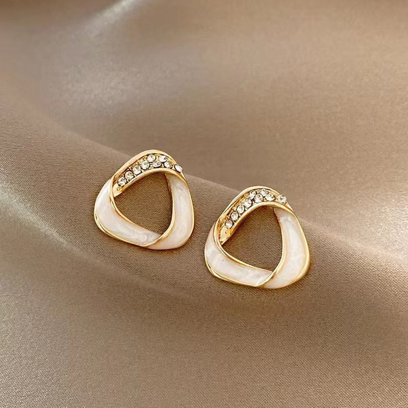 1 Pair Simple Style Solid Color Plating Inlay Alloy Artificial Rhinestones Gold Plated Ear Studs display picture 4