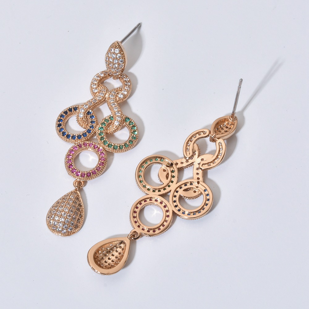 1 Paire Glamour Luxueux Géométrique Placage Incruster Le Cuivre Zircon Plaqué Or 24k Boucles D'oreilles display picture 8