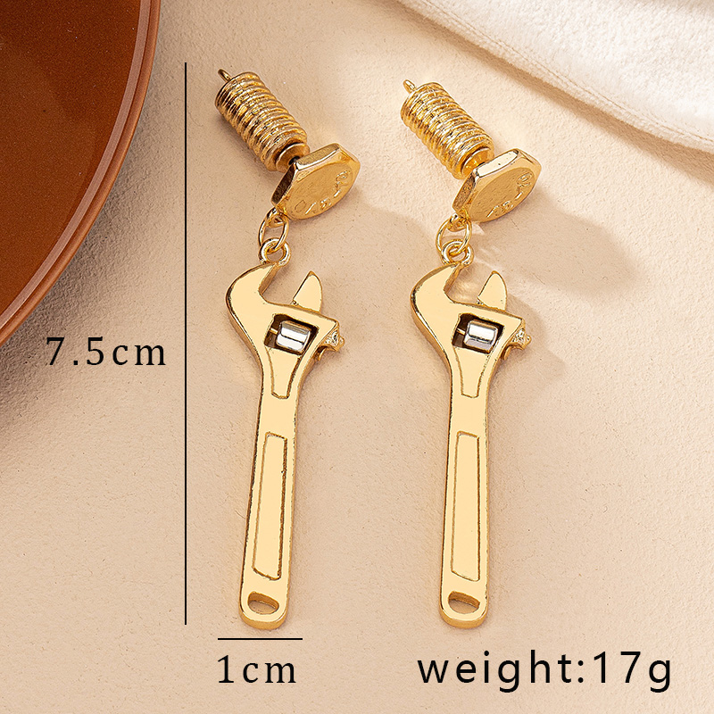 1 Pair Hip-hop Punk Streetwear Wrench Plating Alloy Drop Earrings display picture 9