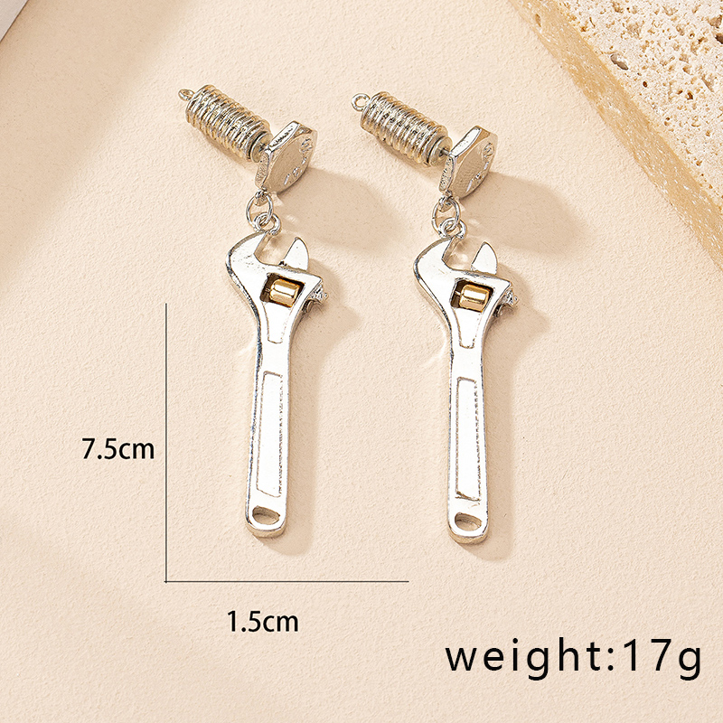 1 Pair Hip-hop Punk Streetwear Wrench Plating Alloy Drop Earrings display picture 8