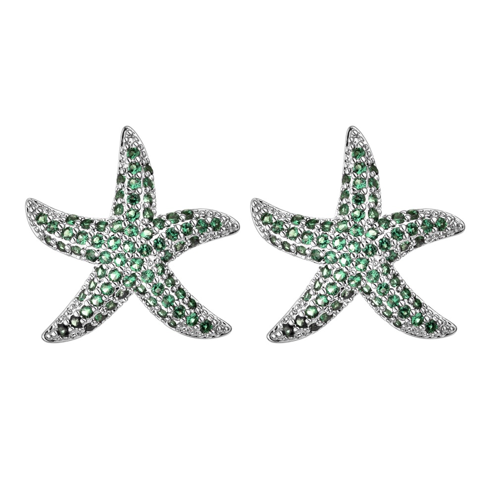 1 Pair Sweet Starfish Plating Inlay Copper Zircon White Gold Plated Ear Studs display picture 7