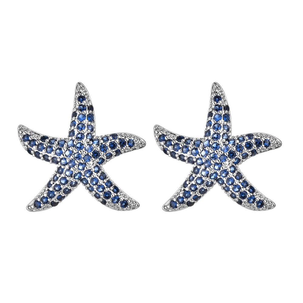 1 Pair Sweet Starfish Plating Inlay Copper Zircon White Gold Plated Ear Studs display picture 8