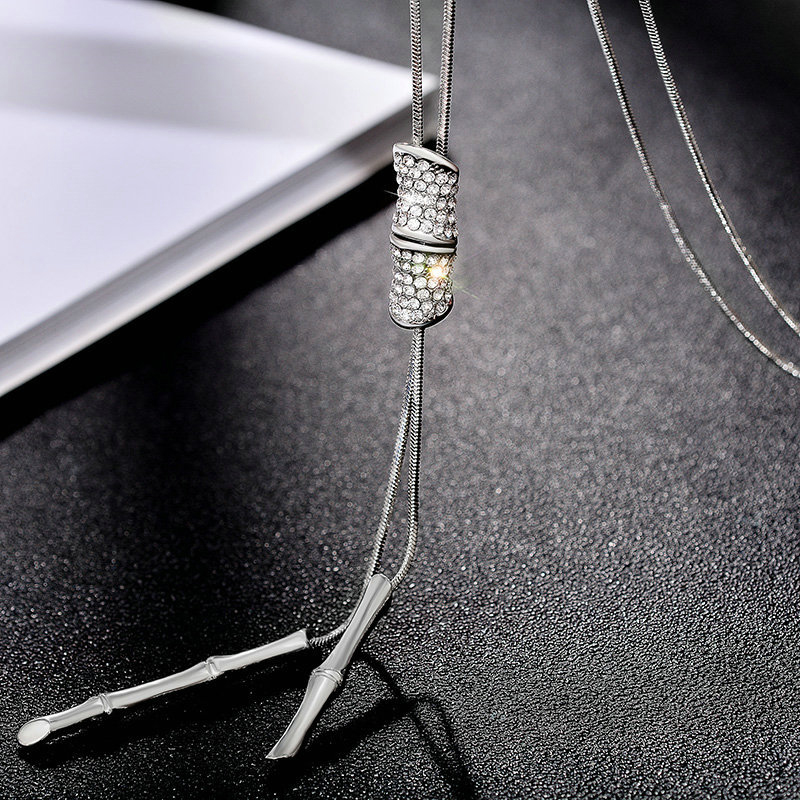 Simple Style Solid Color Alloy Glass Copper Inlay Artificial Rhinestones Women's Sweater Chain display picture 7