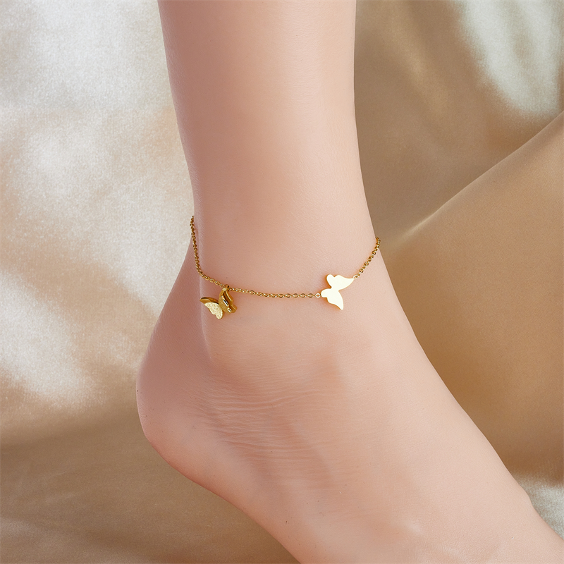 Simple Style Solid Color 304 Stainless Steel Plating No Inlaid 18K Gold Plated Women's Anklet display picture 6