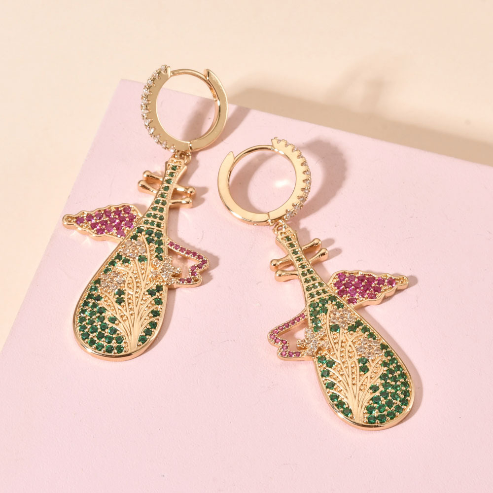 1 Pair Retro Romantic Color Block Plating Inlay Copper Zircon 18k Gold Plated 24k Gold Plated Drop Earrings display picture 2