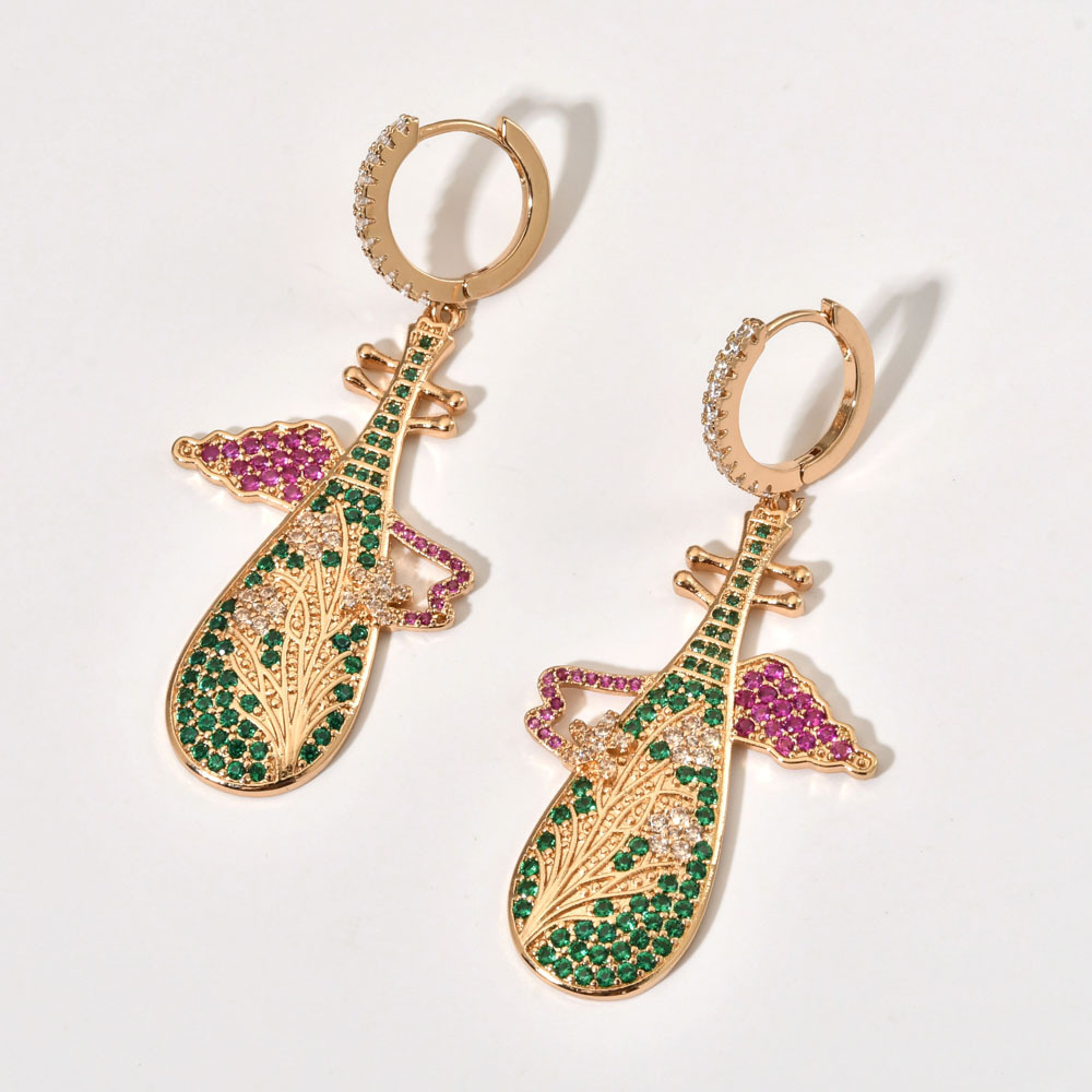 1 Pair Retro Romantic Color Block Plating Inlay Copper Zircon 18k Gold Plated 24k Gold Plated Drop Earrings display picture 3