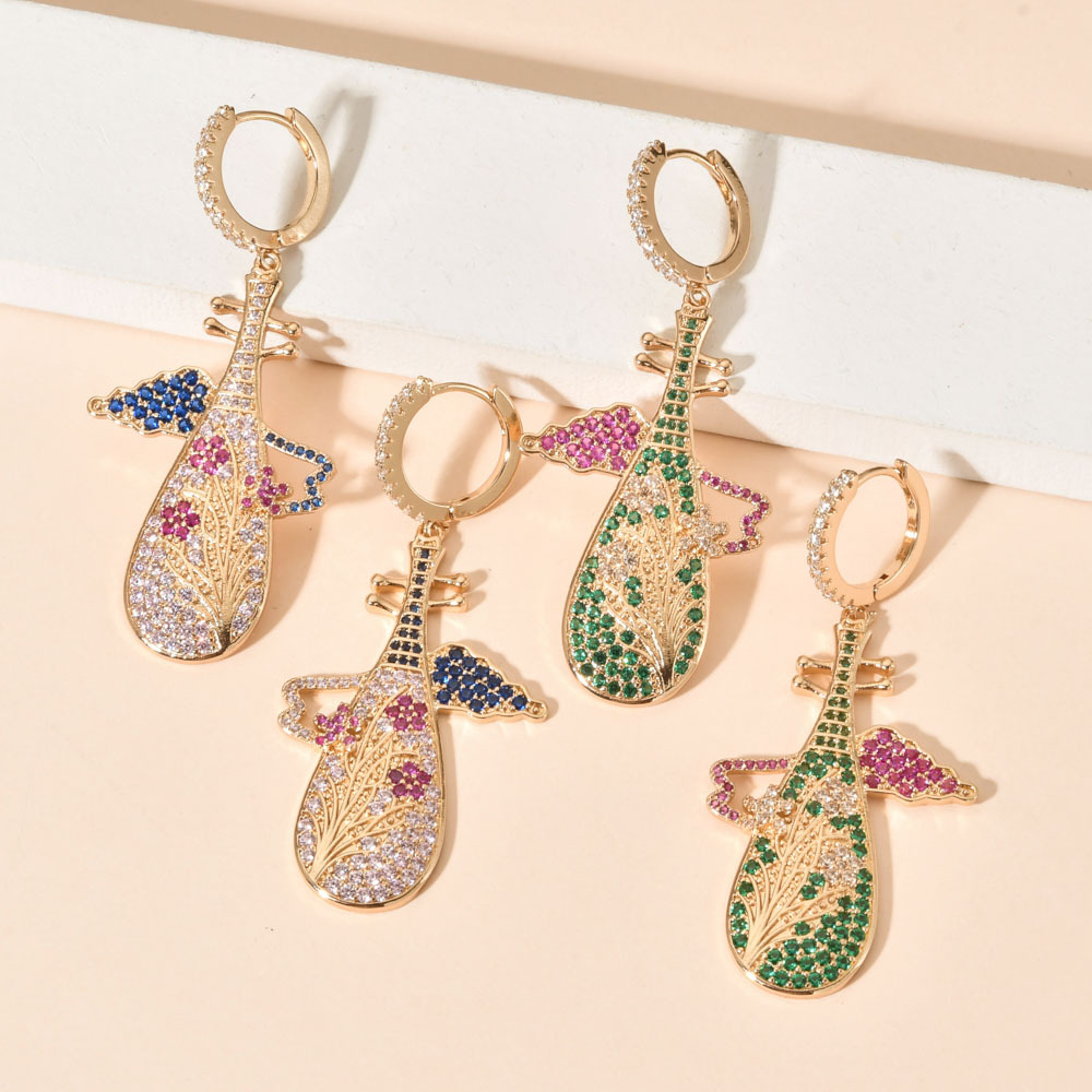 1 Pair Retro Romantic Color Block Plating Inlay Copper Zircon 18k Gold Plated 24k Gold Plated Drop Earrings display picture 4