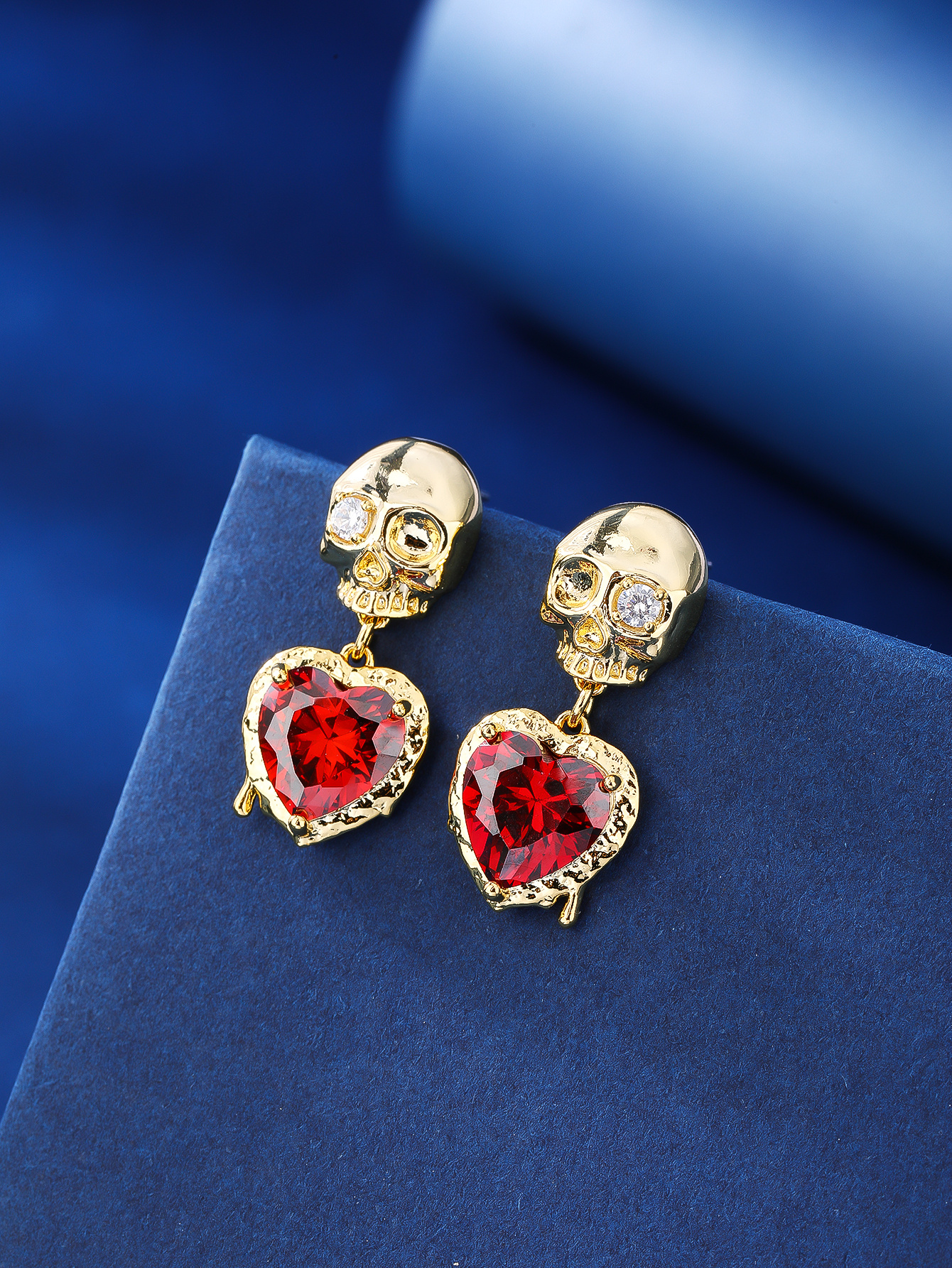 1 Pair Simple Style Skull Plating Inlay Copper Zircon 18k Gold Plated Drop Earrings display picture 8