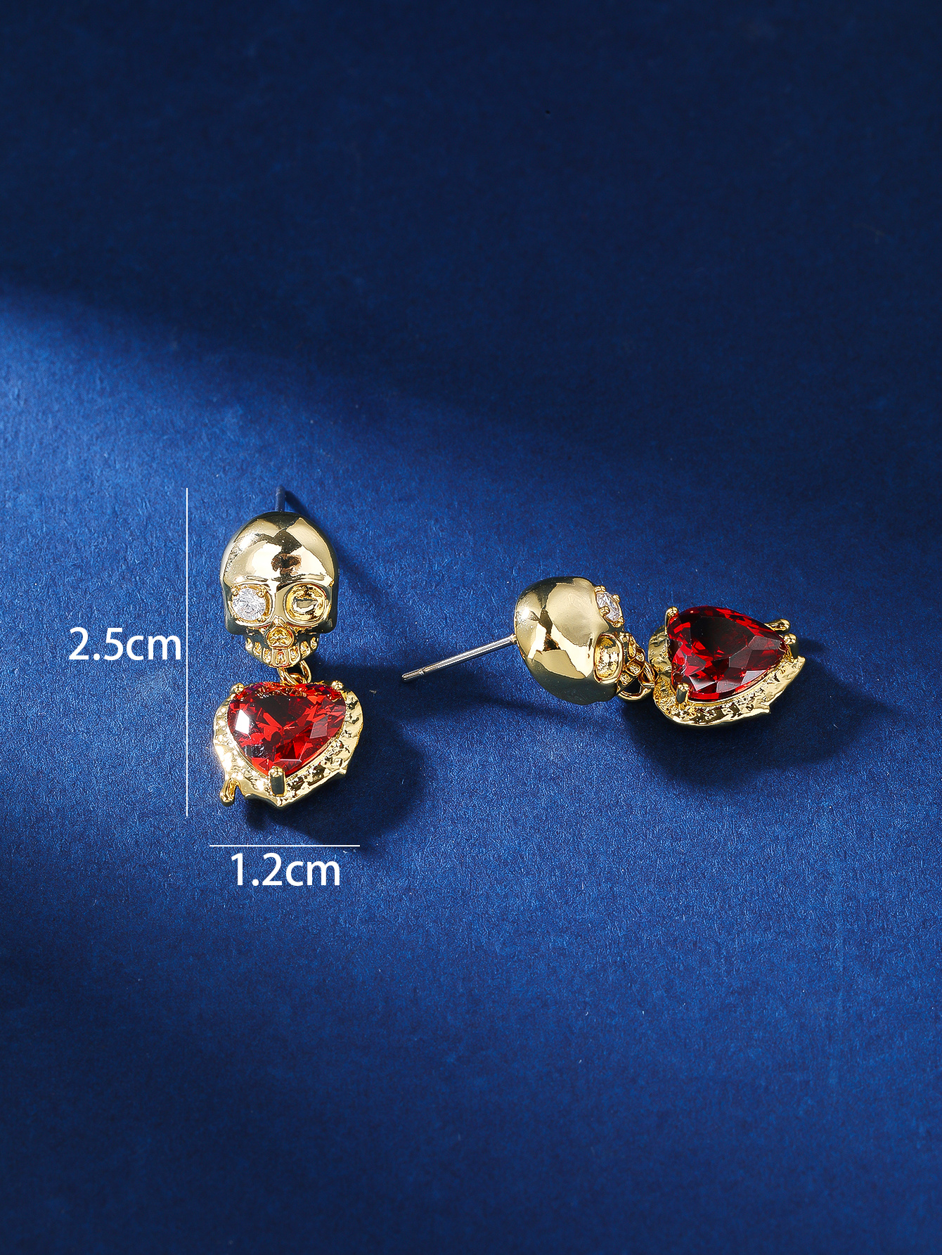 1 Pair Simple Style Skull Plating Inlay Copper Zircon 18k Gold Plated Drop Earrings display picture 10