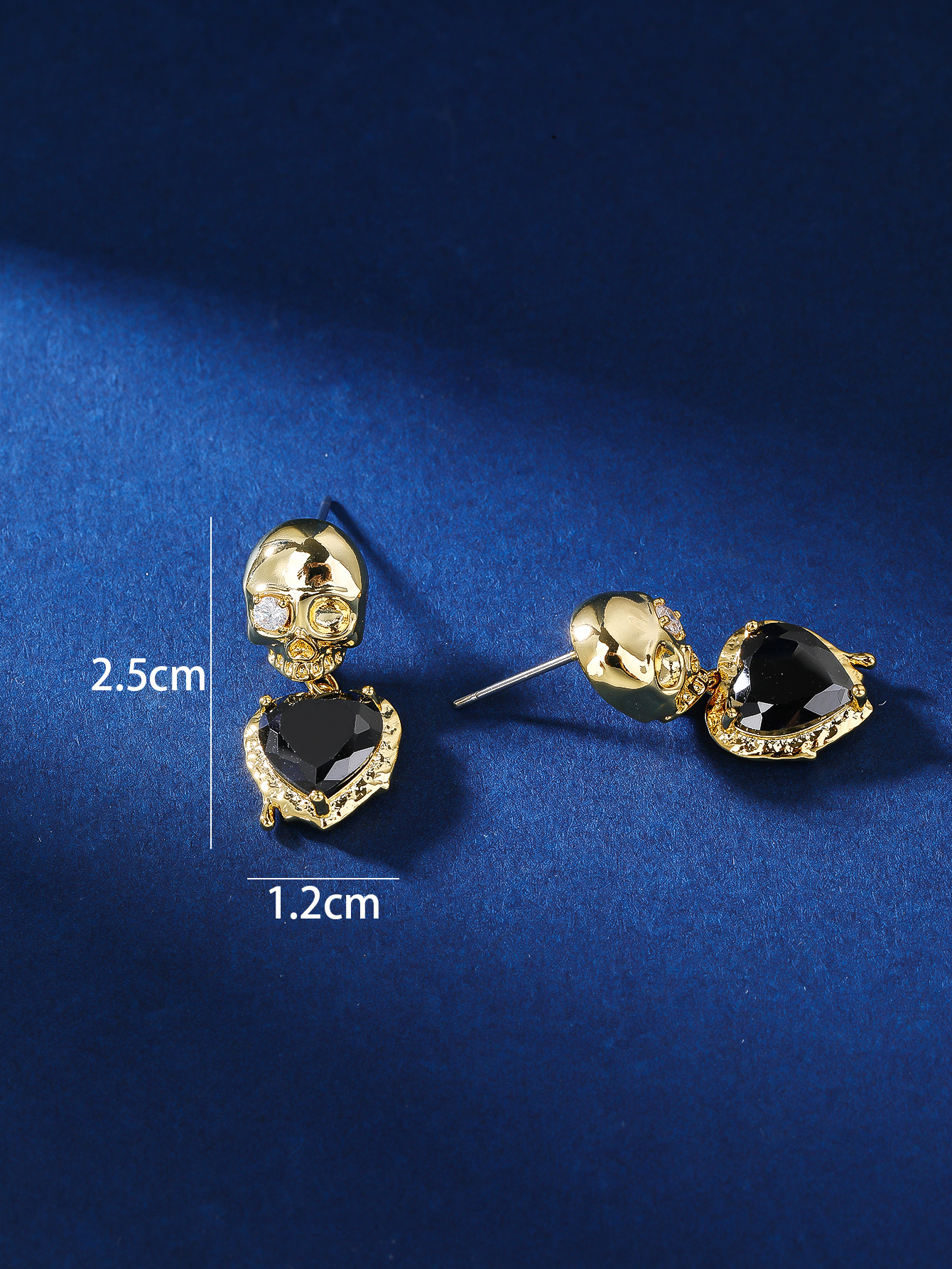1 Pair Simple Style Skull Plating Inlay Copper Zircon 18k Gold Plated Drop Earrings display picture 5