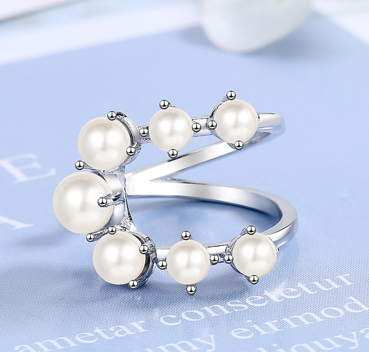 Lady Pearl Copper Plating White Gold Plated Open Rings display picture 1
