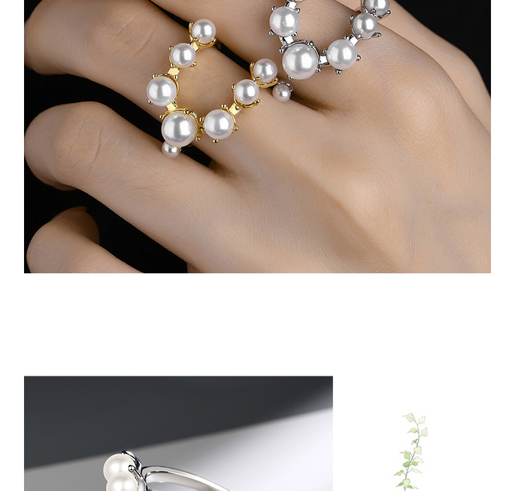 Lady Pearl Copper Plating White Gold Plated Open Rings display picture 2