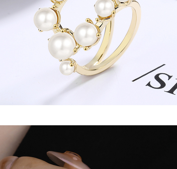 Lady Pearl Copper Plating White Gold Plated Open Rings display picture 4