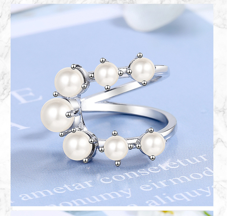 Lady Pearl Copper Plating White Gold Plated Open Rings display picture 6