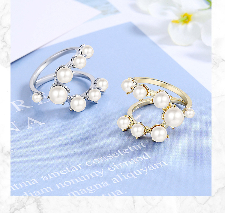 Lady Pearl Copper Plating White Gold Plated Open Rings display picture 7