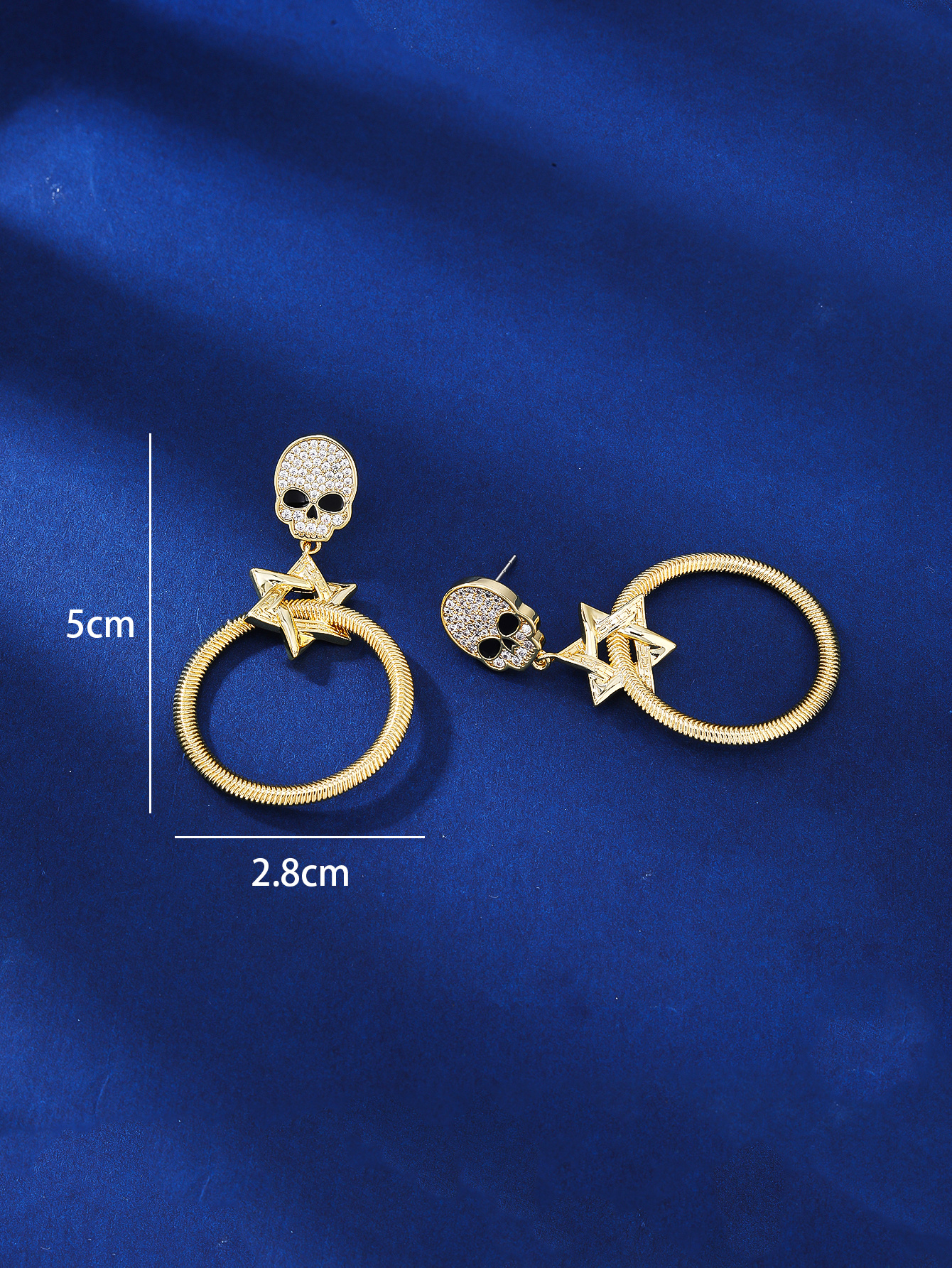 1 Pair Simple Style Skull Plating Inlay Copper Zircon 18k Gold Plated Drop Earrings display picture 4