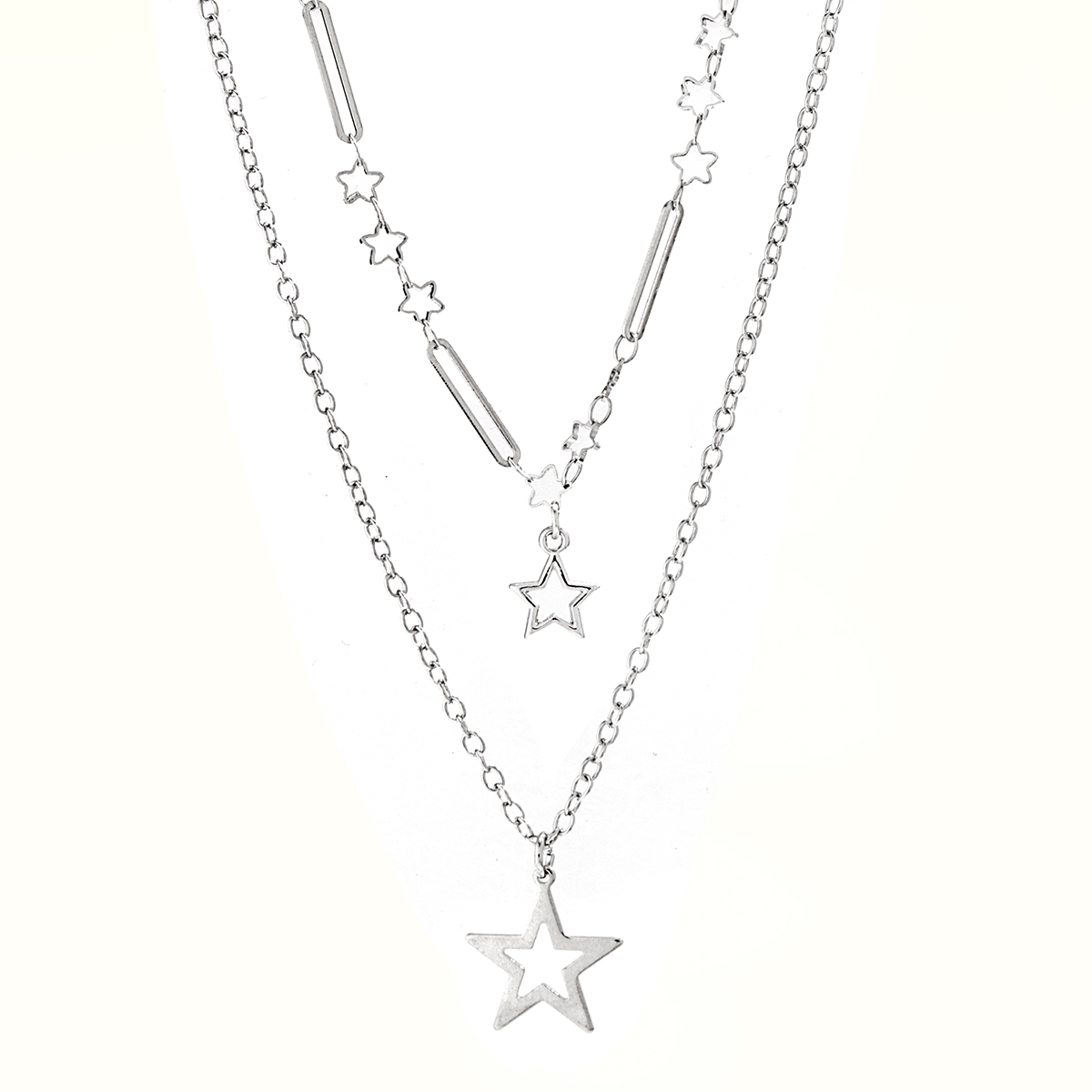 Retro Simple Style Irregular Star Alloy Copper Layered Tassel Chain Women's Layered Necklaces display picture 4