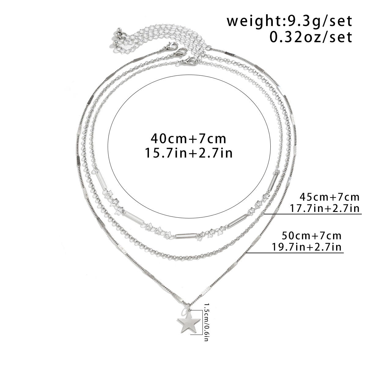Simple Style Irregular Pentagram Copper Grommet Eyelet Chain Tassel Layered Necklaces display picture 1