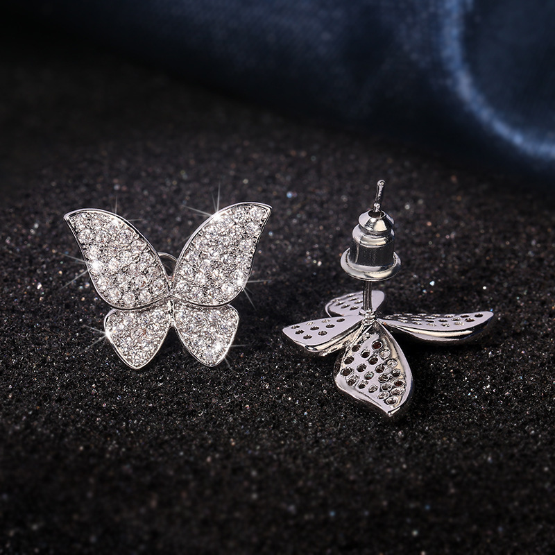 1 Pair Simple Style Butterfly Inlay Copper Zircon Ear Studs display picture 3
