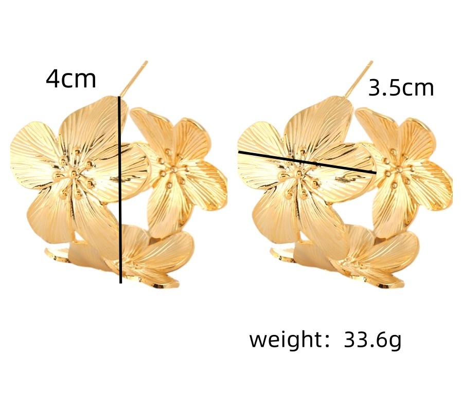 1 Pair Vintage Style Simple Style Water Droplets Solid Color Flower Plating Copper 18k Gold Plated Earrings display picture 6