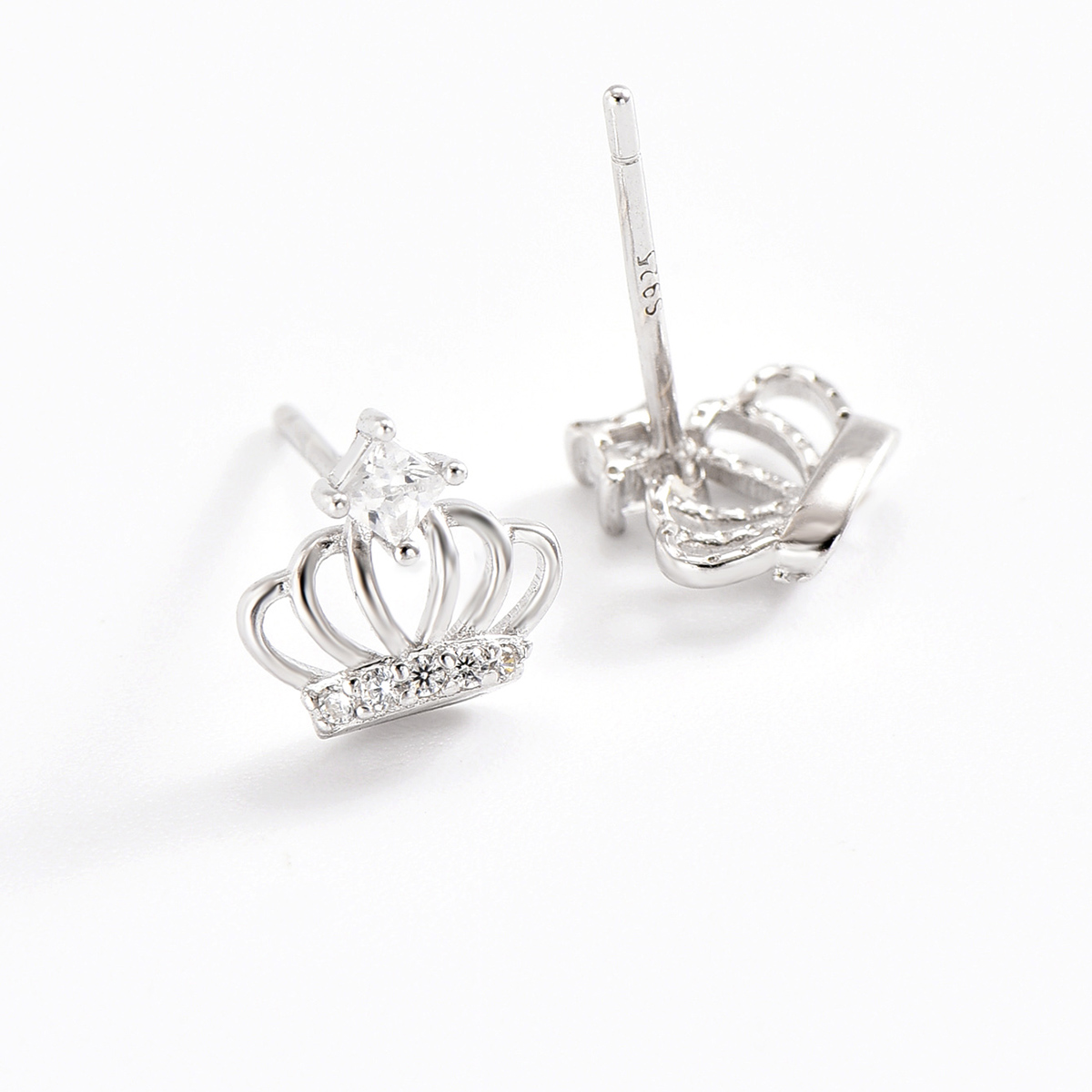 1 Paar Einfacher Stil Oval Wassertropfen Krone Sterling Silber Ohrringe display picture 10