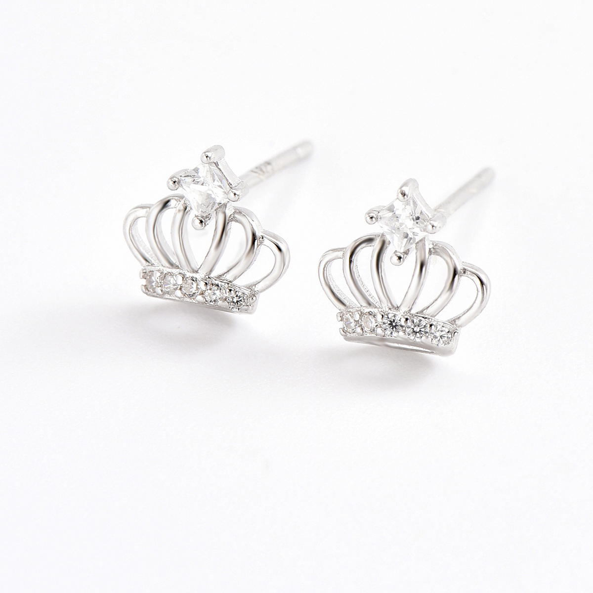 1 Paar Einfacher Stil Oval Wassertropfen Krone Sterling Silber Ohrringe display picture 11