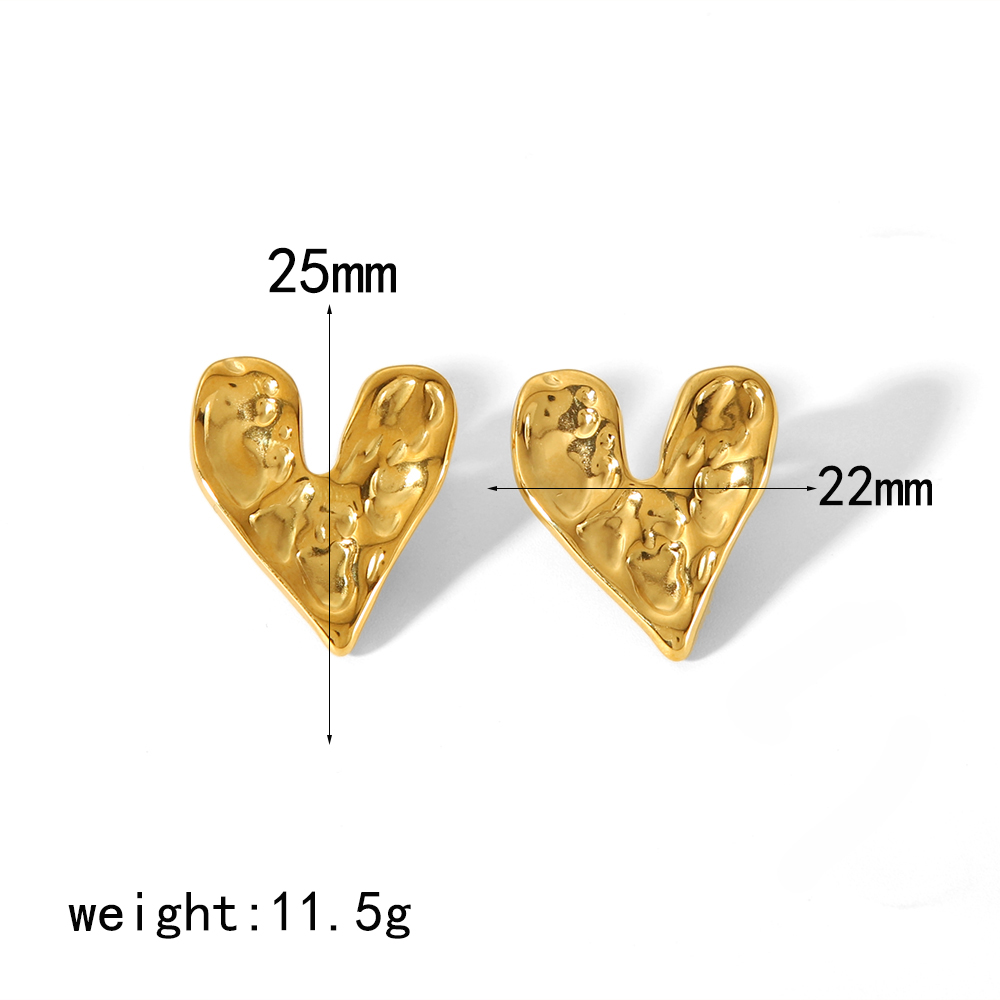 1 Pair Simple Style Heart Shape Polishing Plating 304 Stainless Steel 18K Gold Plated Ear Studs display picture 4