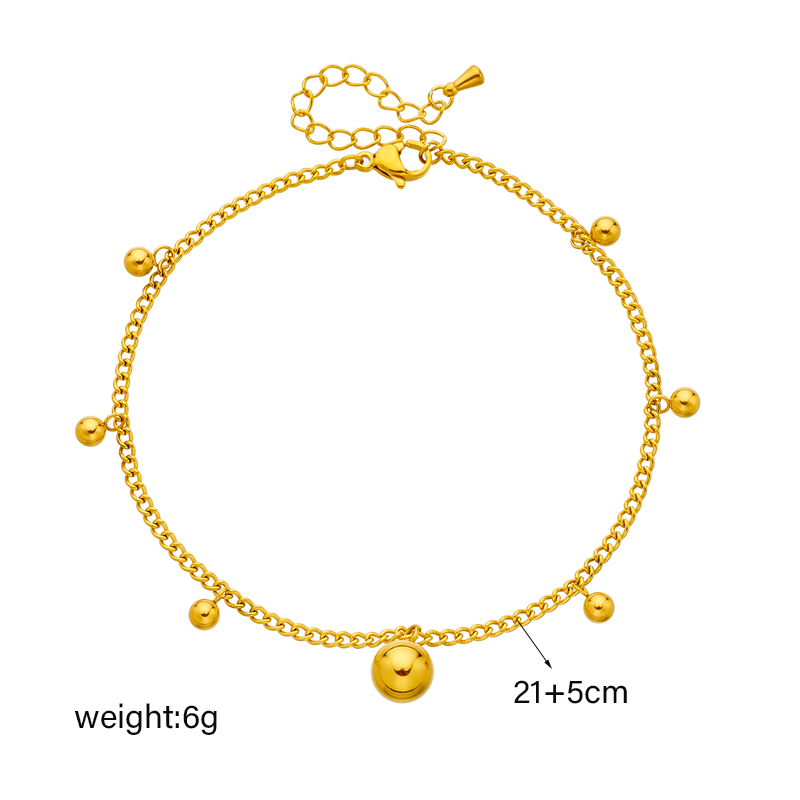 Vintage Style Solid Color 304 Stainless Steel Plating No Inlaid 18K Gold Plated Women's Anklet display picture 1