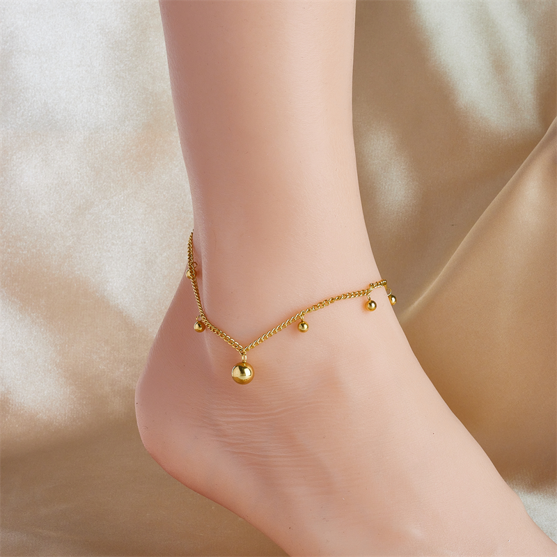 Vintage Style Solid Color 304 Stainless Steel Plating No Inlaid 18K Gold Plated Women's Anklet display picture 6