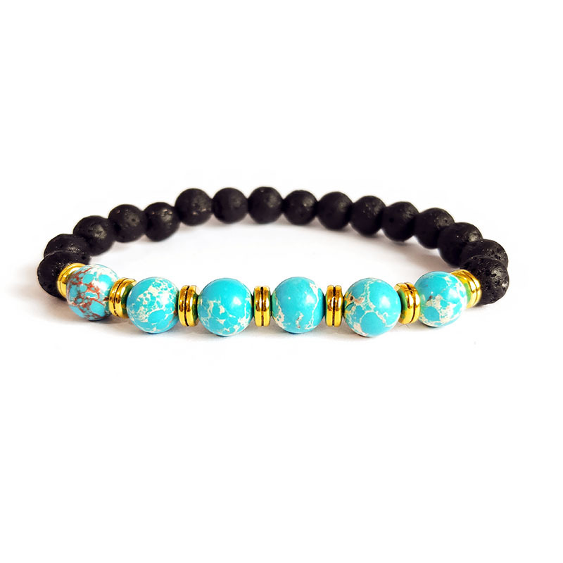 Simple Style Color Block Turquoise Tiger Eye Lapis Lazuli Bracelets 1 Piece display picture 2