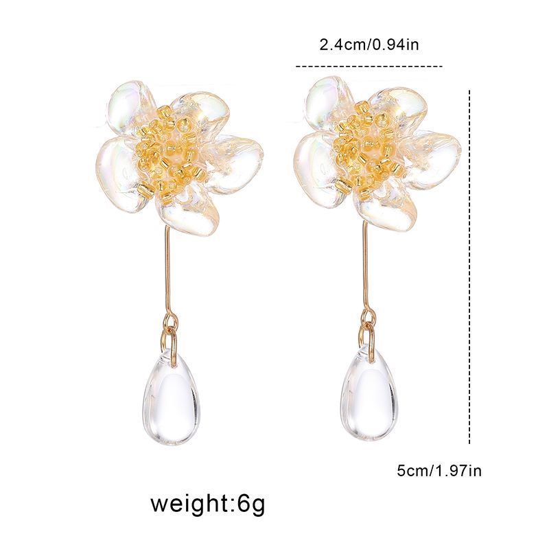1 Paire Mode Fleur Alliage Résine Femmes Boucles D'oreilles display picture 1