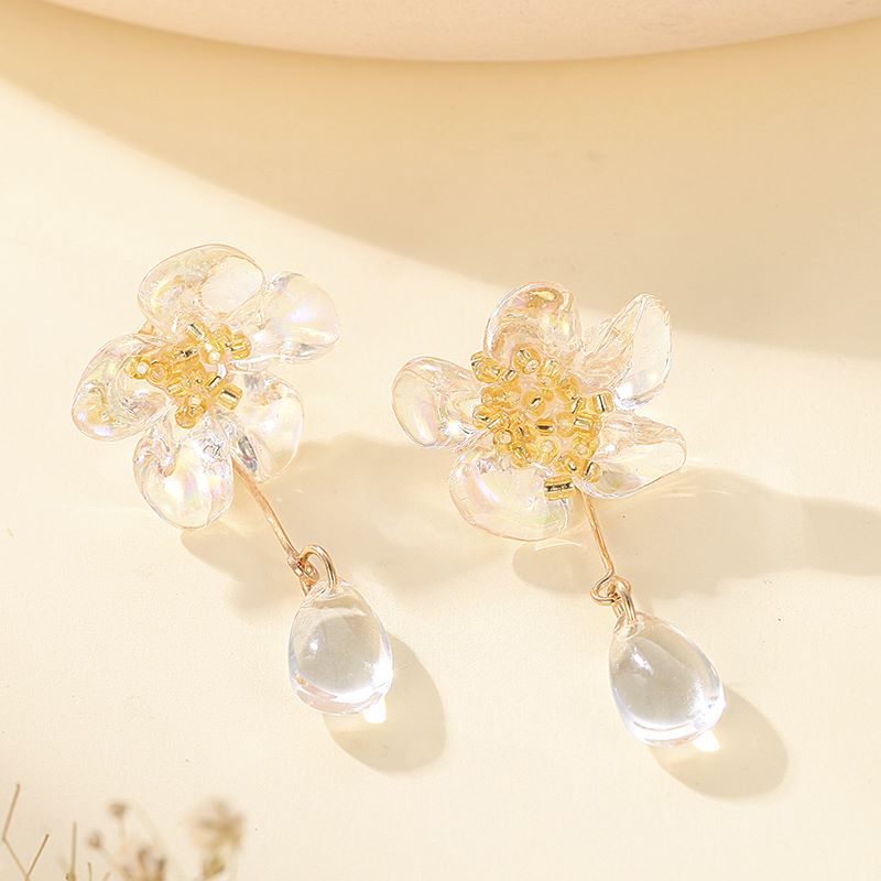 1 Pair Fashion Flower Alloy Resin Women's Drop Earrings display picture 3