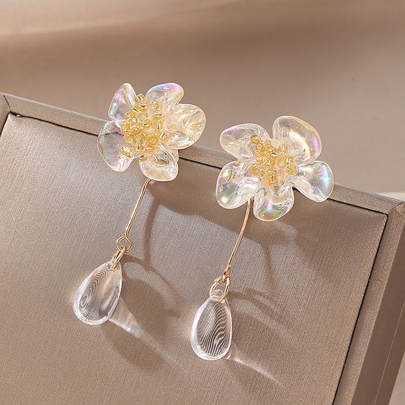1 Pair Fashion Flower Alloy Resin Women's Drop Earrings display picture 2
