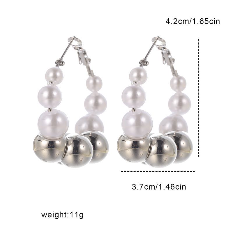 1 Paar Mode Einfacher Stil Einfarbig Legierung Perle Frau Reif Ohrringe display picture 1