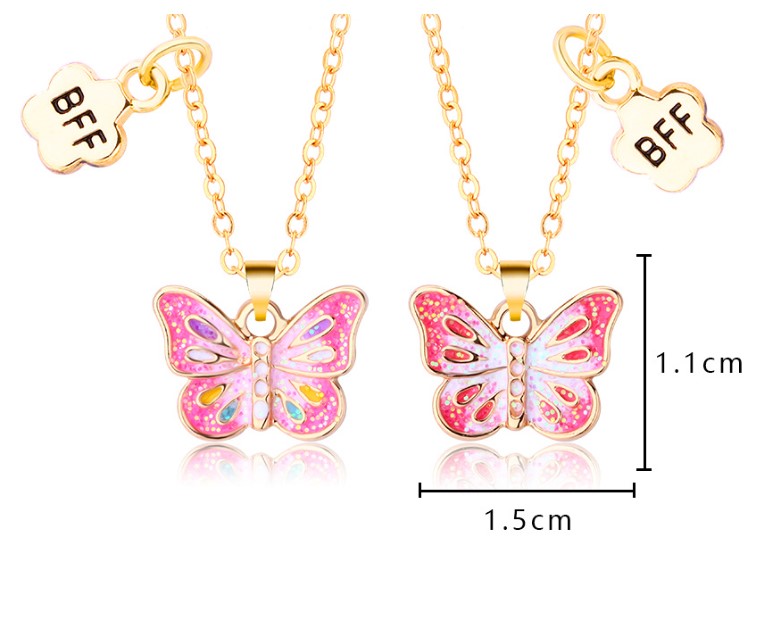 1 Set Cute Butterfly Alloy Sequins Enamel Plating Girl's Pendant Necklace display picture 3