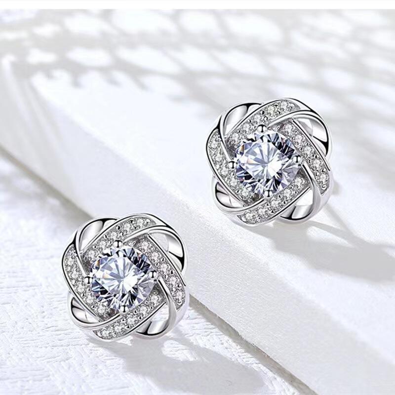 Simple Style Round Stainless Steel Hollow Out Diamond Earrings Necklace display picture 3