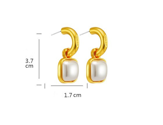 1 Pair Fashion Square Alloy Inlay Pearl Women's Earrings display picture 4