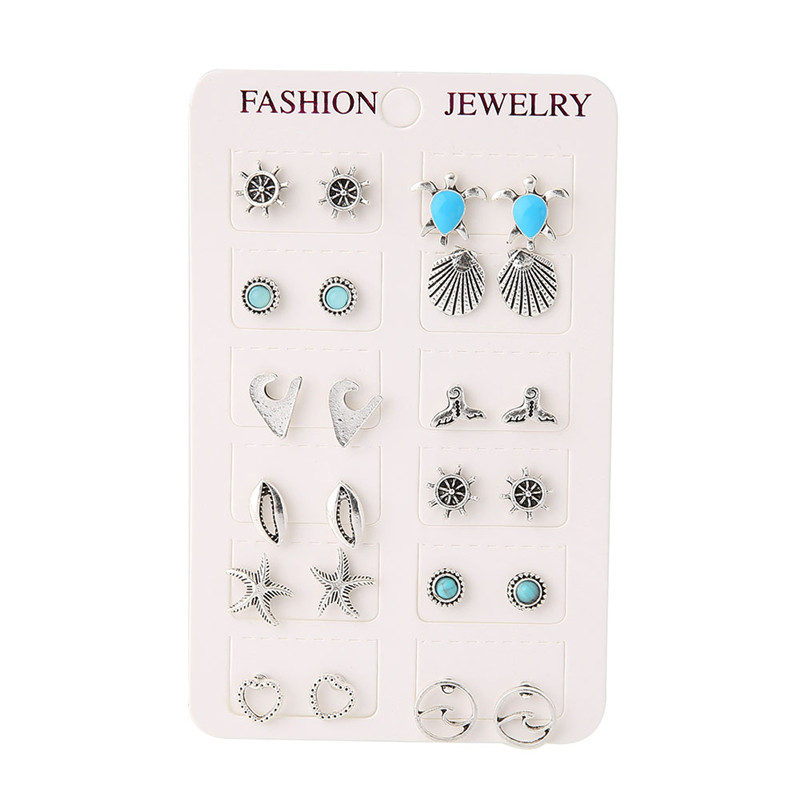 1 Pair Fashion Geometric Metal Copper Plating Turquoise Rhinestones Zircon Women's Earrings display picture 12