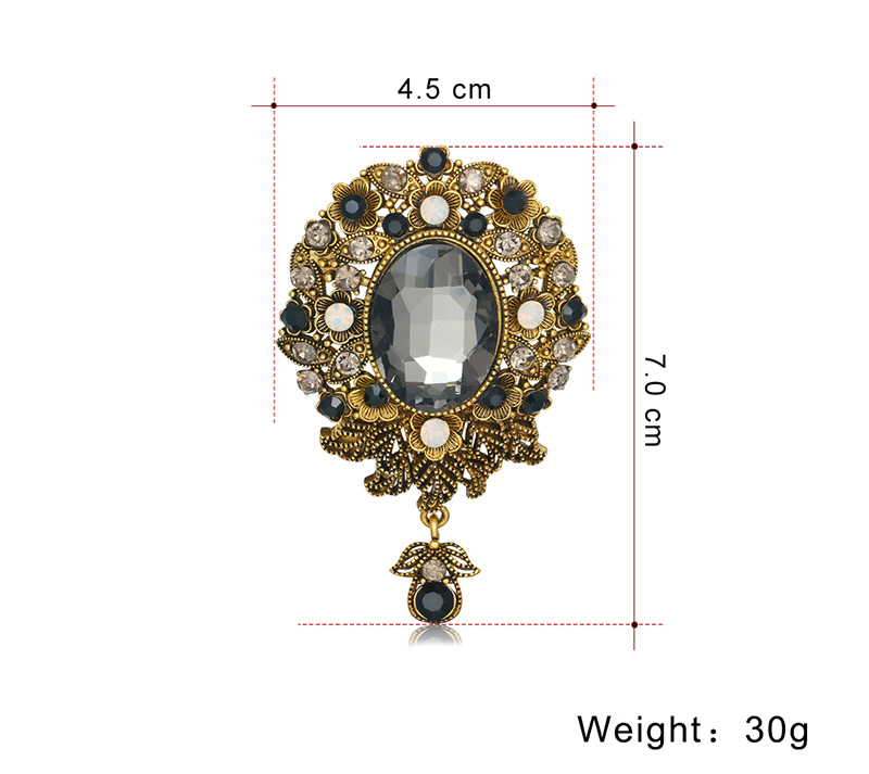 Retro Oval Flor Aleación Embutido Diamantes De Imitación Vidrio Mujeres Broches display picture 1