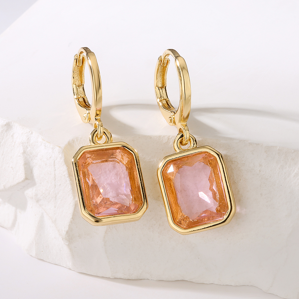 1 Pair Fashion Geometric Plating Copper Zircon 18k Gold Plated Earrings display picture 2