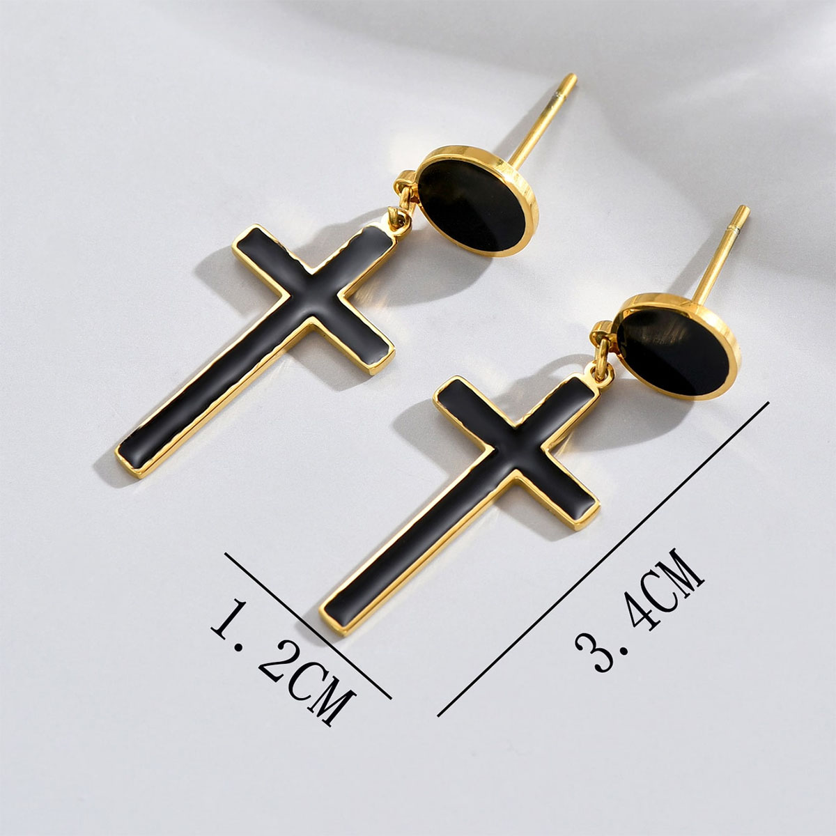 Simple Style Cross Stainless Steel Synthetic Resin Enamel Drop Earrings 1 Pair display picture 3